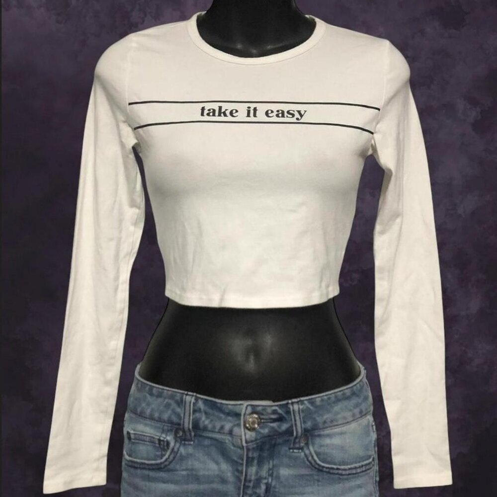 Garage White Cropped Long Sleeve